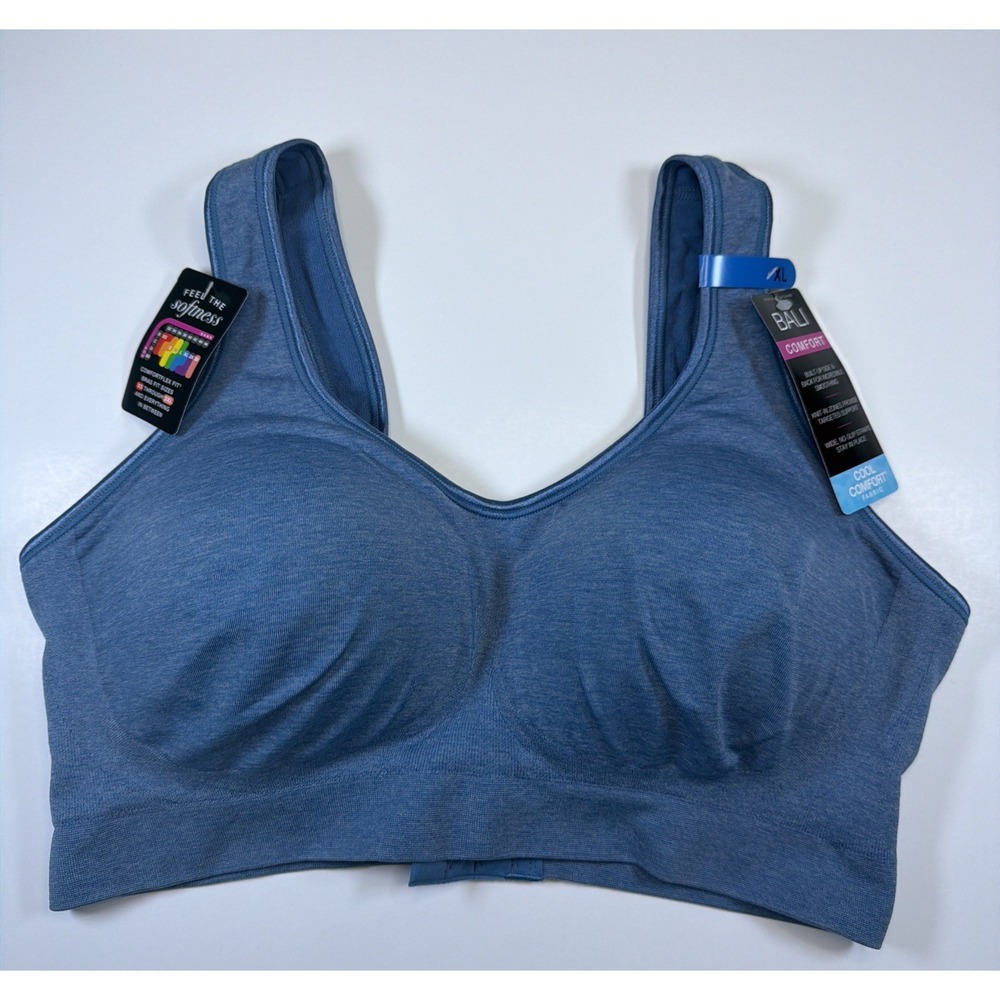 BALI Women's Comfort Bra DF3488 Cool Comfort Fabric Extra Large Blue Heather NWT